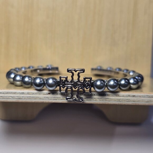 Tory Burch Silver and Silver Pearl Cuff Style Bracelet - NWOT - Picture 1 of 4